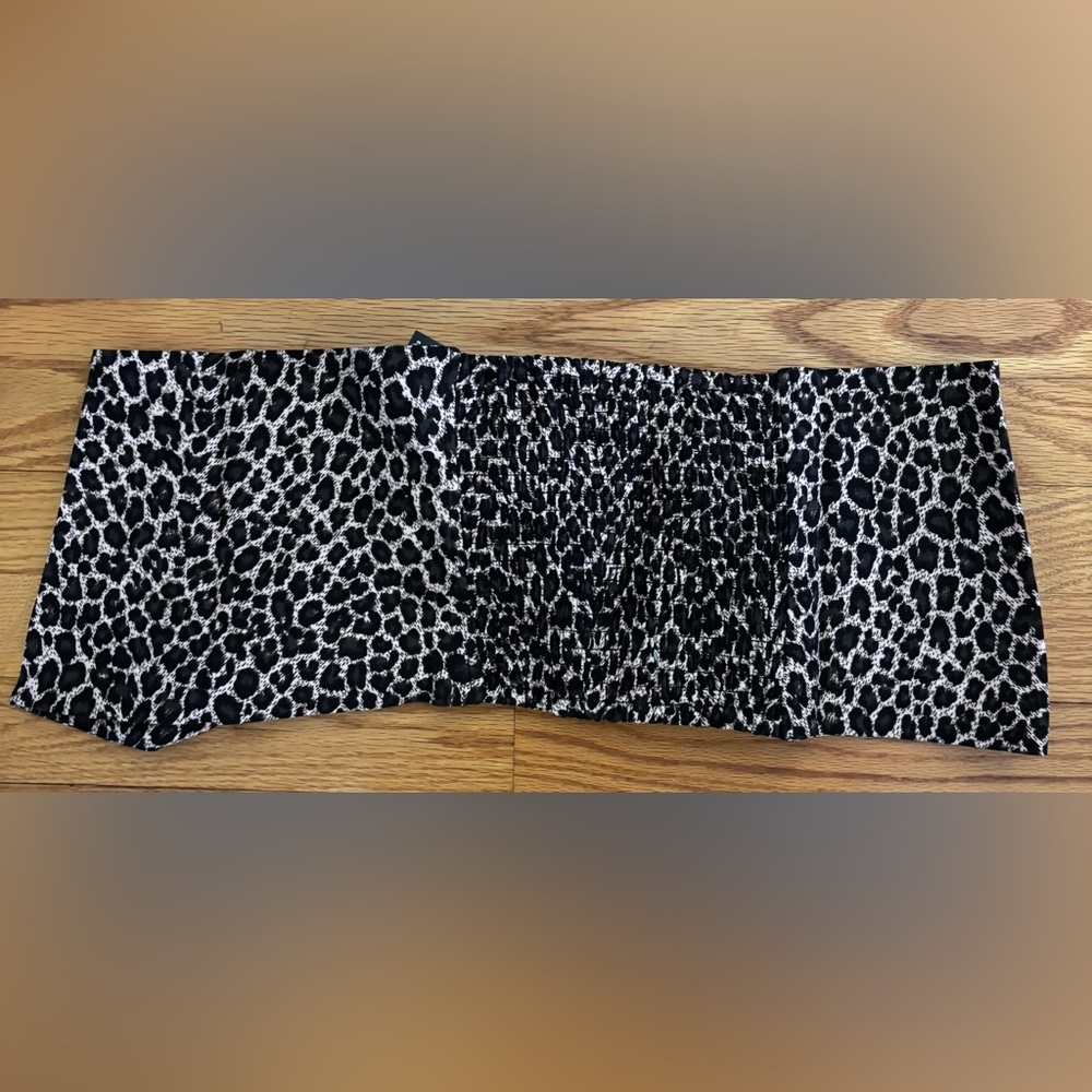 Express Cropped Tube Top Women’s XL Leopard Print Front Tie Casualwear New - Picture 5 of 8